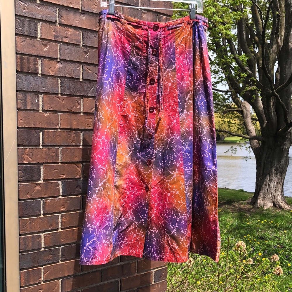 Vintage Boho Cotton Batik A-line skirt